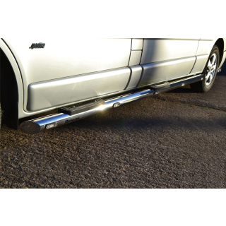 Chrome Stainless Steel Side Bars + 4 Step Pads Tapered Ends + Amber LEDs For Citroen Berlingo 2019+