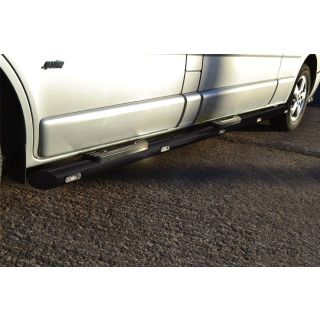 Black Stainless Steel Side Bars + 4 Pads Tapered Ends 3" + Amber LEDs For Citroen Berlingo 2019+