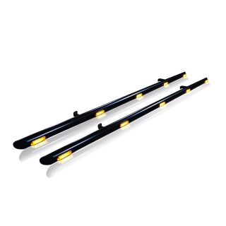 Black Stainless Steel Side Bars + Amber LEDs + Down Lights For Citroen Berlingo LWB 2019+