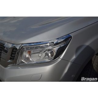 Chrome Head Light Front Lamp Trim Set 2 Piece For Nissan Navara NP300 2016+