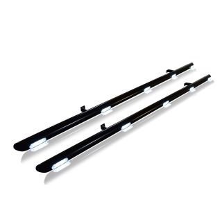 Black Stainless Steel Side Bars + White LEDs + Down Lights For Citroen Berlingo LWB 2019+