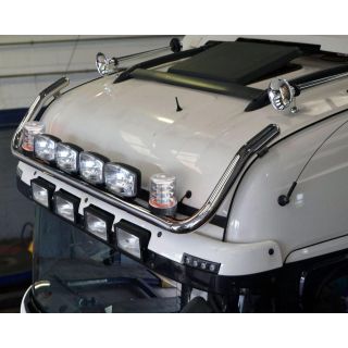 Chrome Stainless Steel Roof Bar + Spots + Clear Lens Beacons For MAN TGL TGM High Truck