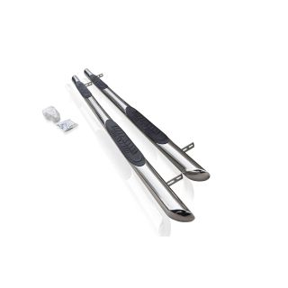 Chrome Stainless Steel Side Bars Tapered ends + 4 Step Pads + White LEDs For Citroen Berlingo 2019+