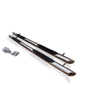 Chrome Stainless Steel Side Bars + 4 Pads For Citroen Berlingo SWB 2019+ Tapered End - 3"