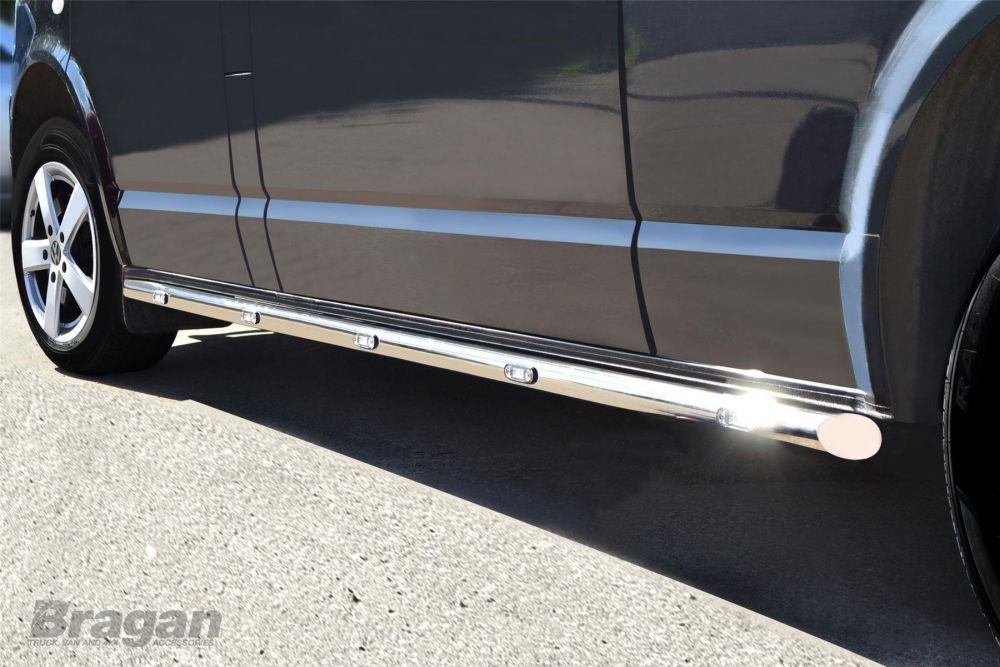 Bragan BRA3351S2FLA-BLACK Van Side Bars Steps Tubes Matte Black Steel Amber LEDs Fitting Kit 