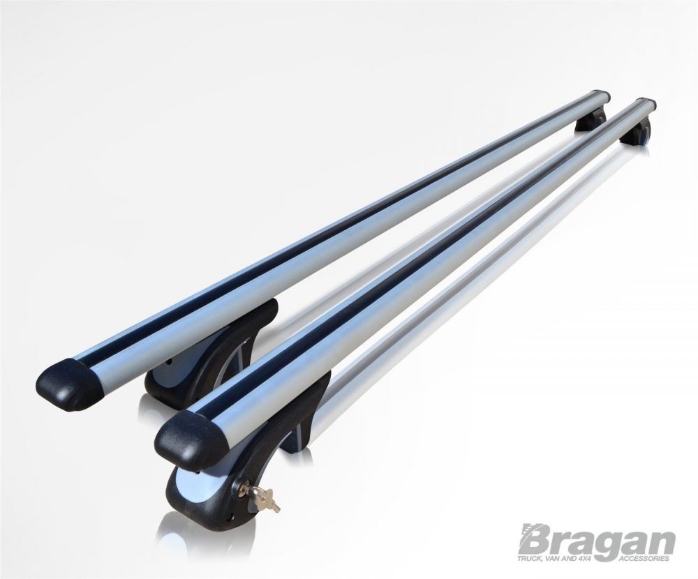 Bragan BRA3347SCB Polished Aluminium Roof Rails Cross Bars Steel 