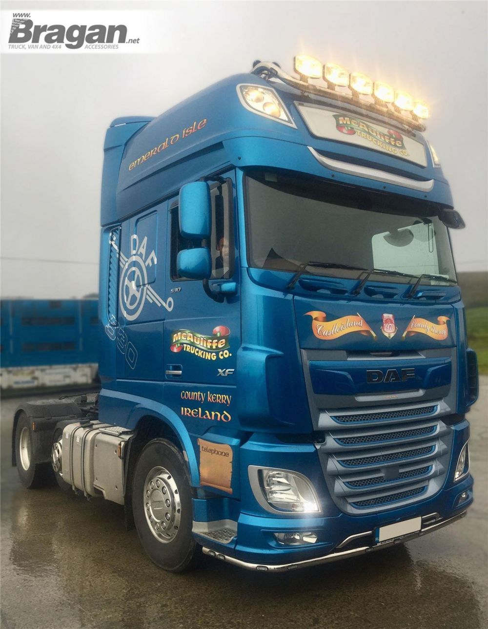 Roof Bar - TYPE B + Flush LED To Fit DAF XF 105 SuperSpace Stainless Steel  Truck