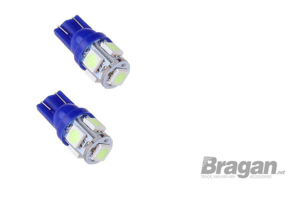 2x 12v/24v T10 W5W 501 Capless Wedge 5 SMD 5050 LED Blue Side Park Light  Bulbs