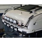 Chrome Stainless Roof Bar + Jumbo LED Spots + Clear Beacons For Iveco S-Way AT Sleeper Cab