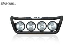 Grill Light Bar Type D - BLACK + Step Pad + Side LEDs For DAF XF 105