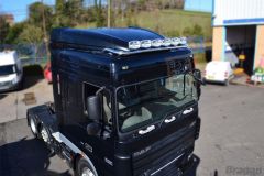 To Fit DAF XF 95 Space Cab Stainless Roof Light Bar + Flush LEDs + Jumbo Spots x4 + Clear Lens Beacon x2