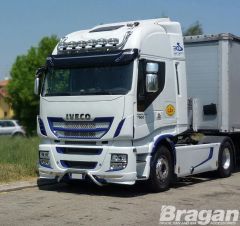 To Fit Iveco Stralis Active Space Time Stainless Roof Light Bar + Flush LEDs + Jumbo Spots x4 + Amber Lens Beacon x2