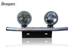 Number Plate Bar + 5" Round LED Spot Lights x2 For Mercedes Sprinter 2006 - 2014