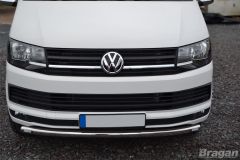 Front Spoiler Bar + Slim LEDs For Volkswagen Transporter T6 2015 - 2022 Caravelle 