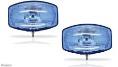 2x 24v 9.5" Jumbo Oval Blue ABS Spot Lamp + LED Park Bulb