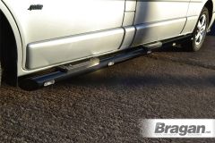 Side Bars - BLACK + Step Pads + White LEDs x10 For Vauxhall Opel Vivaro SWB 2002 -2014