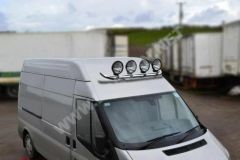 Roof Bar + Jumbo BLACK Spot Lamps For Iveco Daily 2014+ Stainless Top Light Bar