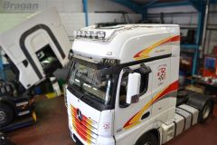 To Fit Mercedes Actros MP4 Big Space Drop Down Roof Bar + Jumbo Spots + Flush LEDs + Air Horns