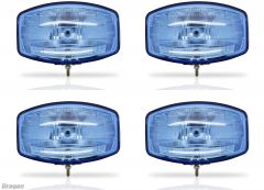 4x 12v 9.5" Jumbo Oval Blue ABS Spot Lamp + LED Park Bulb