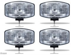 4x 24v 9.5" Jumbo Oval Black ABS Spot Lamp + LED Park Bulb