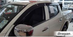 Smoke Tinted Window Wind Rain Deflectors -Adhesive For Mitsubishi L200 Triton Strada 2015 - 2019