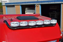 To Fit Mercedes Arocs BigSpace Cab Roof Light Bar + Jumbo Spots x4 + Amber Lens Beacon x2 - BLACK