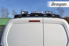 To Fit 2014 - 2017 Volkswagen Crafter Black Rear Roof Bar + LEDs + Spots + Beacon