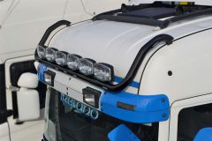 Roof Bar - BLACK + Slim LEDs x7 + Jumbo Spots x6 + Clear Lens Beacon x2 For Scania P, G, R, 6 09+ Highline