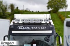 To Fit Volvo FH Series 2 & 3 Globetrotter Standard Roof Bar + Flush LEDs + Jumbo Spots x4 + Clear Lens Beacon x2 - BLACK