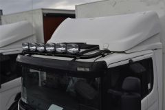 To Fit Pre 2009 Scania P, G, R, Series Low / Day Cab Roof Light Bar + Flush LEDs + Jumbo Spots x4 + Amber Lens Beacon x2 - BLACK