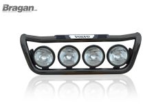 Grill Light Bar Type D - BLACK + Step Pad + Side LEDs + Spots For Volvo FE 2013+