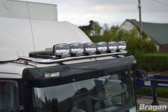 To Fit 2009+ Scania P, G, R, 6 Series Low / Day Cab Roof Light Bar + Jumbo Spots x6 + Clear Lens Beacon x2