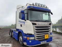 To Fit 2009+ Scania P, G, R, 6 Series Standard Sleeper Roof Bar + Slim LEDs + Jumbo Spots x4 + Clear Lens Beacon x2