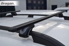 Black Roof Cross Bars + T Track Pieces For Citroen Dispatch SpaceTourer Driver 2016+ 