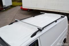 To Fit 2004 - 2014 Mercedes Vito / Viano ELWB Black Roof Rails + Silver Cross Bars + Load Stops