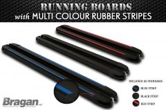 Running Boards with Multi Colour Strips For Mercedes Sprinter LWB 2006 - 2014 BLACK