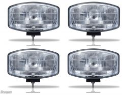 4x 12v 9.5" Jumbo Oval Black ABS Spot Lamp + LED Park Bulb