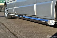To Fit 2007 - 2014 Ford Transit MK7 SWB Side Bars + Step Pads + 4 LEDs