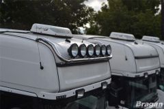 To Fit Scania 4 Series Topline Roof Light Bar + Black Round Spots + Flush LED