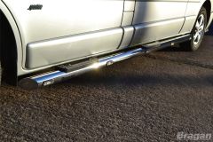 To Fit 2007 - 2014 Ford Transit MK7 LWB Side Bars + Step Pads + 10 LEDs