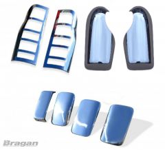 To Fit 2000 - 2006 Ford Transit MK6 Chrome Mirror + Door Handle + Rear Tail Light Covers Set