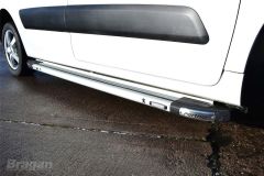 To Fit 2008 - 2016 Peugeot Partner / Tepee Aluminium Running Boards - Silver + LEDs