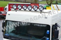 To Fit 2006 - 2013 Volvo FE Stainless Steel Roof Light Bar A + Round Black Spots