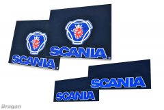 4 Piece UV Rubber Scania Front and Rear Mud Flaps Set - Blue