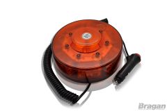 12v / 24v 14 LED Amber Round Flashing Beacon with Magnetic Base