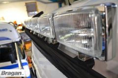 To Fit Scania 4 Series Low / Day Cab Roof Light Bar + Flush LEDs + Rectangle Spots - BLACK