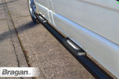 Side Bars - BLACK + Step Pads For Vauxhall Opel Vivaro SWB 2002-2014