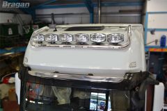 To Fit Mercedes Actros MP4 Big Space Drop Down Roof Light Bar B + Round Spot Lamps