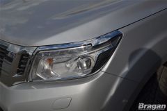 To Fit 2016+ Nissan Navara NP300 Chrome Head Light Trim - 2 Piece Set