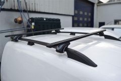 To Fit 2018+ Ford Transit / Tourneo Custom LWB Roof Rails Black ABS + Cross Bars Black